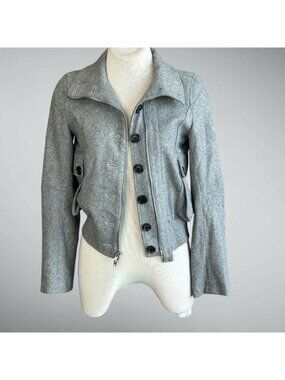 Nicholas K Gray Wool Blend Bomber Moto Jacket Size XS